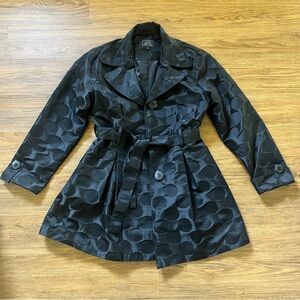 Women’s Classic Chic UBU Black Polka Dot Trench Coat with Belt Size Medium